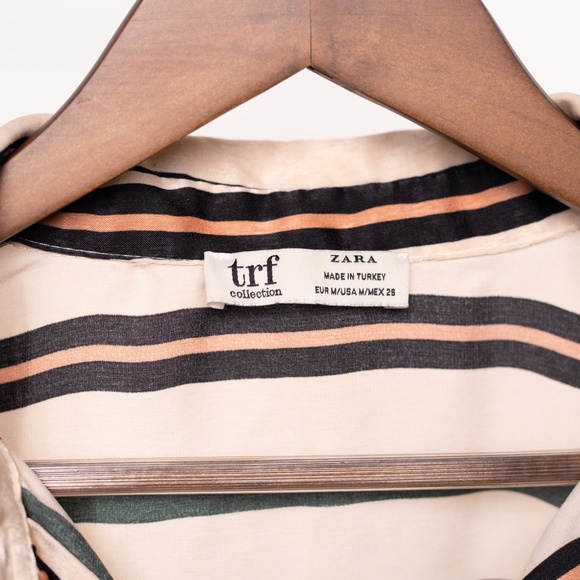 ZARA TRF Collection Striped Blouse Long Sleeve Button Down Shirt Size M - Picture 2 of 6
